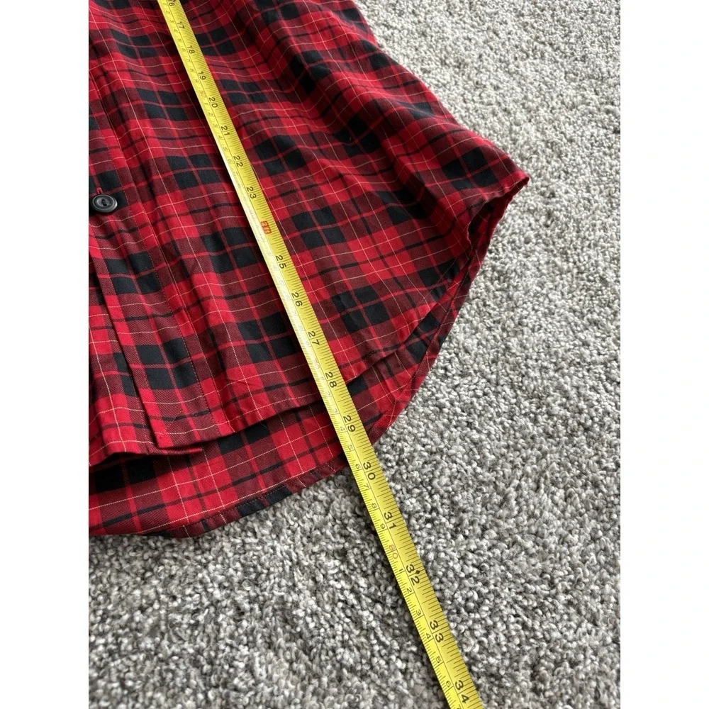Polo Ralph Lauren Mens Small Red‎ Black Plaid Flannel Button Down Classic Fit